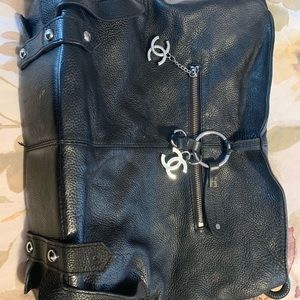 Chanel Black Leather Hobo Bag